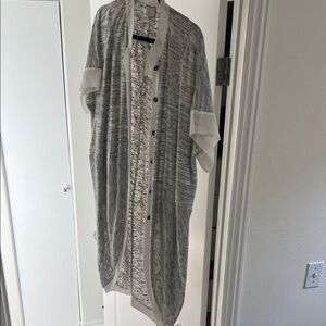 Anthropologie Gray Open-Front knit dress